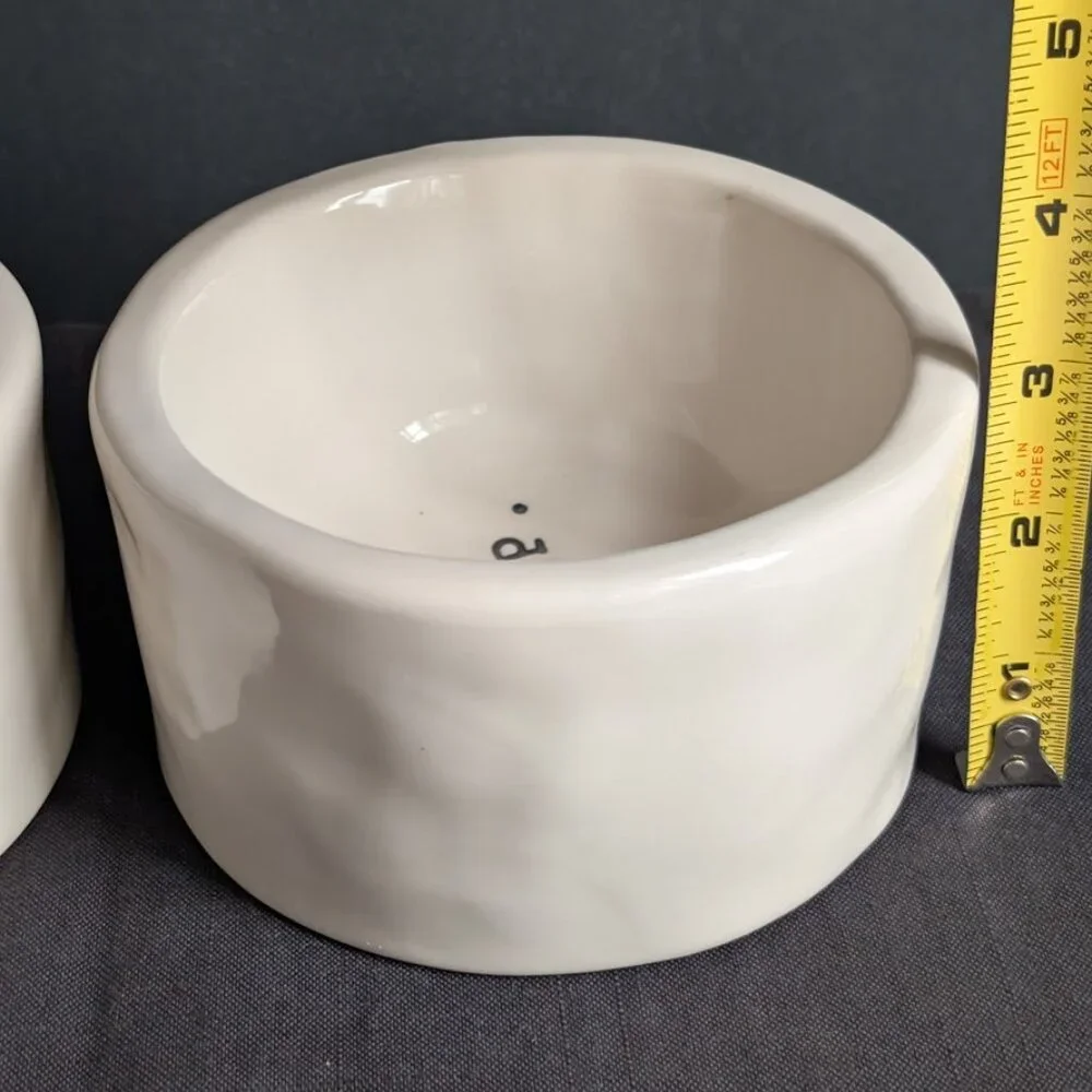 2 Rae Dunn Magenta Boutique Cat Bowls Gold Fish SLURP MEOW Pet Water Food Bowls